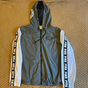 Victoria’s Secret PINK Windbreaker Jacket - Two-Tone Gray & White, Size XS/S